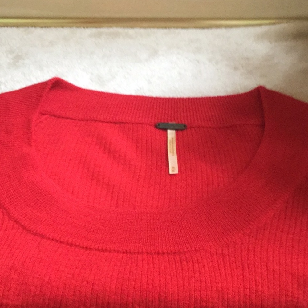 Free People Red Ribbed Sweater - Picture 4 of 5
